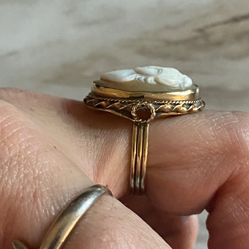 (NFS / NFT) 14K + Victorian Shell Cameo Ring circa 1840, size 7 - Picture 5 of 17